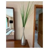 Pier 1 Imports Decorative Floor Vase w Faux Grass Silver 19in Tall