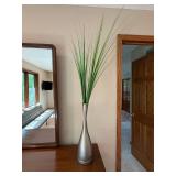 Pier 1 Imports Decorative Floor Vase w Faux Grass Silver 19in Tall