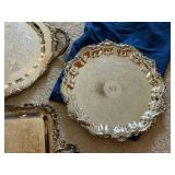 Wallace Silverplate Serving Tray Set 3 Pc Oval Round Rectangular