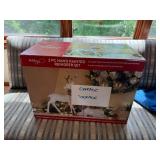 Holiday 2 Pc Hand Painted Reindeer Set White Gold Boxed Decor