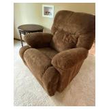 Brown Upholstered Swivel Glider Recliner Armchair Plush Padded