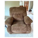 Brown Upholstered Swivel Glider Recliner Armchair Plush Padded