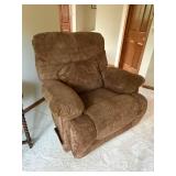Brown Upholstered Swivel Glider Recliner Armchair Plush Padded