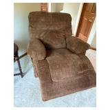 Brown Upholstered Swivel Glider Recliner Armchair Plush Padded