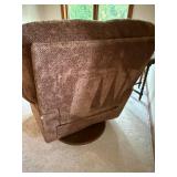 Brown Upholstered Swivel Glider Recliner Armchair Plush Padded