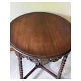 Cordey Imports Round Carved Wood Accent Side Table 24in Good