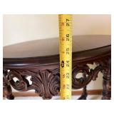 Cordey Imports Round Carved Wood Accent Side Table 24in Good
