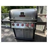 Mr. Steak Propane Gas Grill w Side Burner Infrared 5 Knob Cabinet