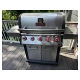 Mr. Steak Propane Gas Grill w Side Burner Infrared 5 Knob Cabinet