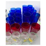 Vintage Mixed Glass Tumbler Lot Cobalt Blue Red Floral 20 Pc Set