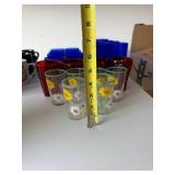 Vintage Mixed Glass Tumbler Lot Cobalt Blue Red Floral 20 Pc Set