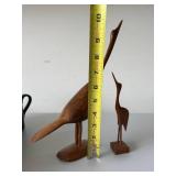 Vintage Hand Carved Wood Bird Figurines Pair Mid Century Style