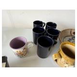 Mixed Pottery Lot Dansk Bistro Mugs Palitz Figural Bowl 8 Pc
