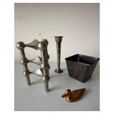 Nagel KG Candleholder Decor Lot Brass Duck Vase Candle West Germany