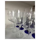 Mixed Stemware Lot Cobalt Blue Stem Wine Goblets Flutes Glasses