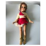 Vintage Hard Plastic Ice Skater Doll Red Winter Outfit Figure Fair