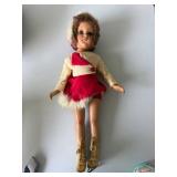 Vintage Hard Plastic Ice Skater Doll Red Winter Outfit Figure Fair