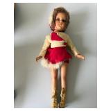 Vintage Hard Plastic Ice Skater Doll Red Winter Outfit Figure Fair