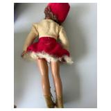 Vintage Hard Plastic Ice Skater Doll Red Winter Outfit Figure Fair