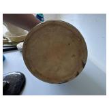 Vintage Brown Glazed Stoneware Bean Pot Crock w Lid Handles 8in