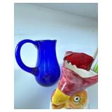 Hortensja Cobalt Blue Glass Pitcher Poland Art Glass 9 In Label