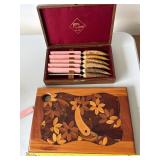 Hoffritz Cutlery New York Stag Handle Knife Set in Box w Board
