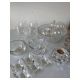 Mixed Cut Glass Crystal Decor Lot Bowls Goblets Ornaments 19 Pcs