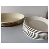 Hall China Oval Gratin Dishes & Trout Casserole 9 Pc Stoneware Lot