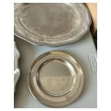 Vintage Pewter & Silverplate Serveware Lot Trays Plate Pitcher 4pc