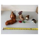 Mixed Decorative Bird & Floral Figurine Lot Wood Ceramic Glass Denmark