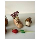 Mixed Decorative Bird & Floral Figurine Lot Wood Ceramic Glass Denmark