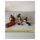 Mixed Decorative Bird & Floral Figurine Lot Wood Ceramic Glass Denmark