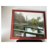 Framed Wall Art Print Lot Landscape Pond & Cathedral Decor 2 Pc