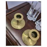 Mixed Lot Glass & Brass Candlestick Holders