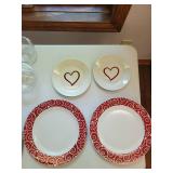 Mixed Lot: Tien Hsing Ceramic Heart Plates & Glass Bowls