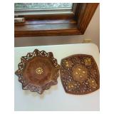 Hand-Carved Wooden Decorative Trays (Lot of 2)