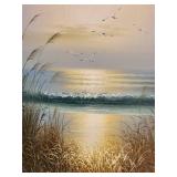 Signed Raymond Coastal Painting Framed 29 X 25
