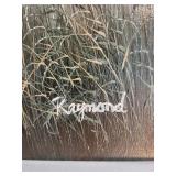 Signed Raymond Coastal Painting Framed 29 X 25
