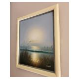 Signed Raymond Coastal Painting Framed 29 X 25