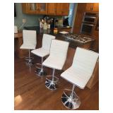 Modern White Upholstered Bar Stools (Set of 4)