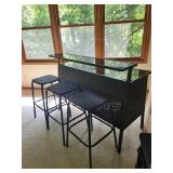 Outdoor Wicker Bar Set With 4 Stools