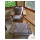 Wicker Lounge Chair & Ottoman Set