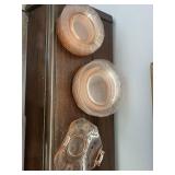Pink Glass Plate Set With Handled Serving Bowl