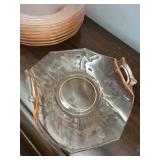 Pink Glass Plate Set With Handled Serving Bowl