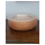 Pink Glass Plate Set With Handled Serving Bowl