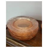 Pink Glass Plate Set With Handled Serving Bowl
