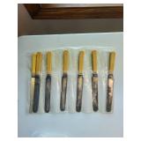 Set of 6 Table Knives With Yellow wood Handles