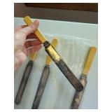 Set of 6 Table Knives With Yellow wood Handles