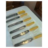 Set of 6 Table Knives With Yellow wood Handles
