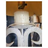 Vintage Metal Floor Lamp With Embroidered Shade